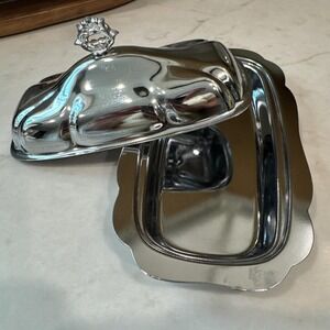 Vintage SHELTON-WARE Chrome Butter Dish‎